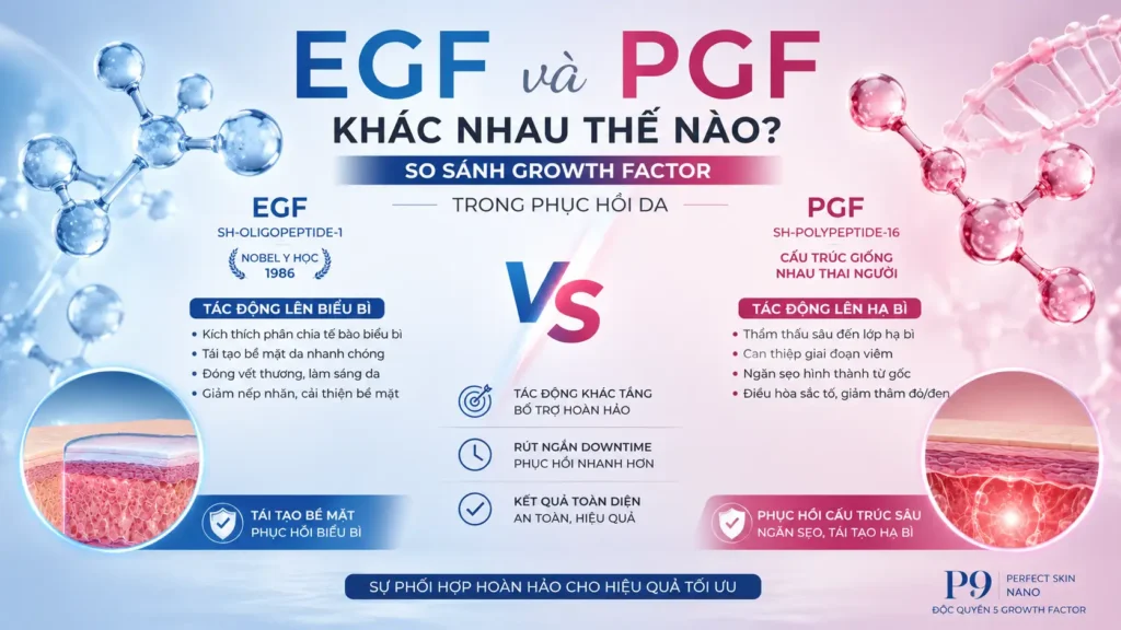 EGF và PGF khác nhau thế nào? So sánh chuyên sâu cho da liễu thẩm mỹ